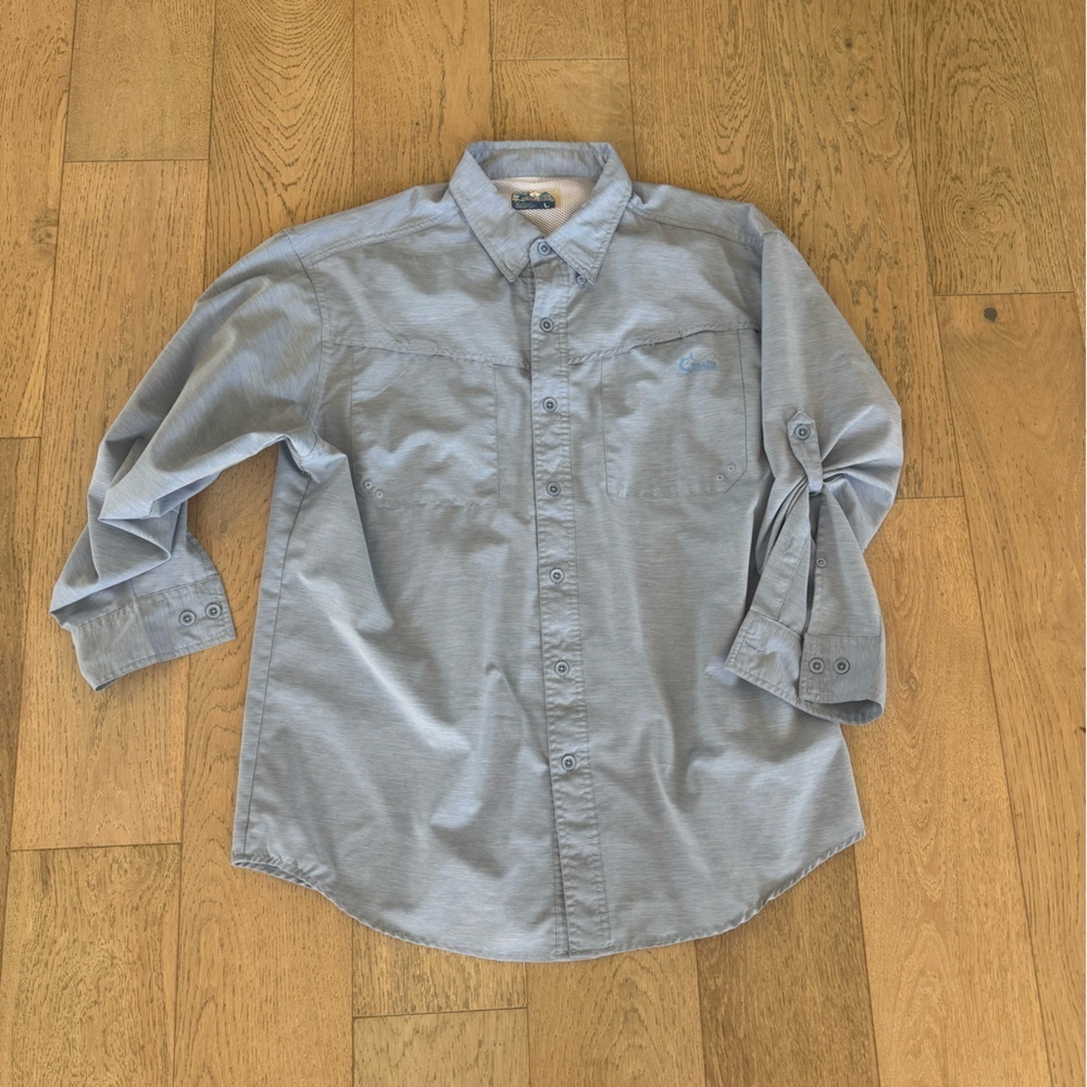 World Wide Sportsmand Long Sleeve Button Down Shirt Blue Large